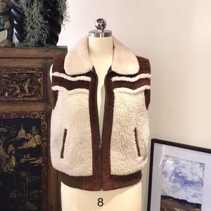 VINTAGE Suede & Sherpa Vest - M